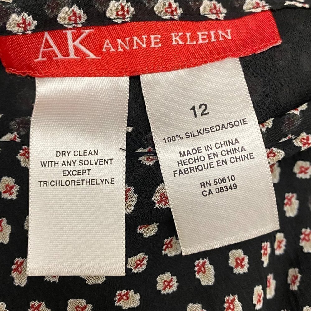 Anne Klein Silk Black and All-Over Print Midi Maxi Skirt Size 12 - Picture 6 of 6